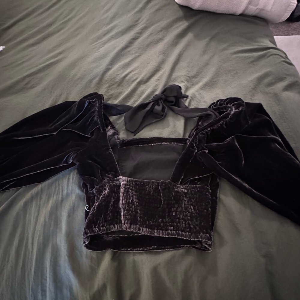 Free People Black Velvet Top - Picture 6 of 8
